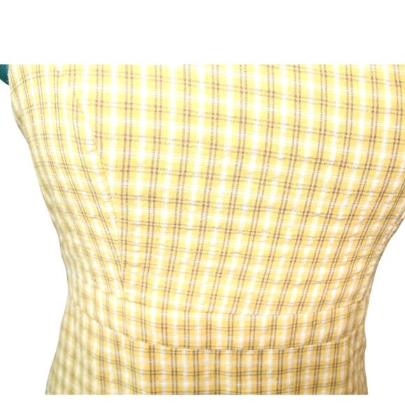 Urban Outfitters Yellow Plaid Mini Dress Women’s Size 2 - Picture 3 of 4